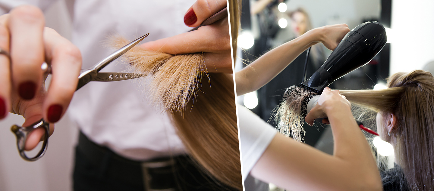 Coupe, Shampoing et brushing sur cheveux courts à longs